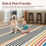 Ultra Soft Area Rug, Non Slip, Stain Resistant, Washable Area Rugs for Living Room, Bedroom, Black and White Striped Machine Washable(Black)