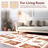 Ultra Soft Area Rug, Non Slip, Stain Resistant, Washable Area Rugs for Living Room, Bedroom, Sunny Whimsical Learning Environment(Pink)
