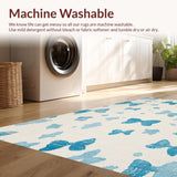 Ultra Soft Area Rug, Non Slip, Stain Resistant, Washable Area Rugs for Living Room, Bedroom, Boho Blue Bow Rug:  Stylish Flat-Weave Area Rug(Beige)