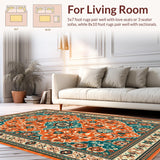 Ultra Soft Area Rug, Non Slip, Stain Resistant, Washable Area Rugs for Living Room, Bedroom, Transitional Cozy Tiled Motif(Orange)