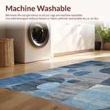 Ultra Soft Area Rug, Non Slip, Stain Resistant, Washable Area Rugs for Living Room, Bedroom, Sophisticated Geometric Earthy Palette(Blue)