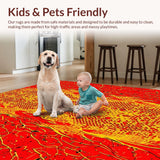 Ultra Soft Area Rug, Non Slip, Stain Resistant, Washable Area Rugs for Living Room, Bedroom, Contemporary 3D Flame Art Vibe(Red)