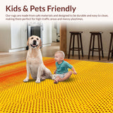 Ultra Soft Area Rug, Non Slip, Stain Resistant, Washable Area Rugs for Living Room, Bedroom, Radiant Playful Circular Patterned Accent(Yellow)