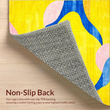 Ultra Soft Area Rug, Non Slip, Stain Resistant, Washable Area Rugs for Living Room, Bedroom, Chic Abstract Wave Motif(Yellow)
