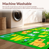 Ultra Soft Area Rug, Non Slip, Stain Resistant, Washable Area Rugs for Living Room, Bedroom, Whimsical Animal Alphabet Collage(Green)