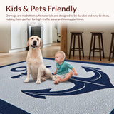 Ultra Soft Area Rug, Non Slip, Stain Resistant, Washable Area Rugs for Living Room, Bedroom, Casual Blue and Gray Harmony(Blue)