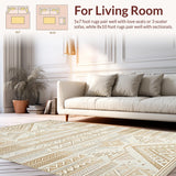 Ultra Soft Area Rug, Non Slip, Stain Resistant, Washable Area Rugs for Living Room, Bedroom, Rustic Woven Textured Pattern(Beige)