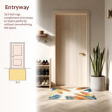 Ultra Soft Area Rug, Non Slip, Stain Resistant, Washable Area Rugs for Living Room, Bedroom, Energetic Cream and Coral Theme(Orange)
