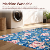 Ultra Soft Area Rug, Non Slip, Stain Resistant, Washable Area Rugs for Living Room, Bedroom, Contemporary Colorful Geometric Elements(Blue)