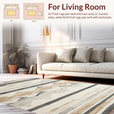 Ultra Soft Area Rug, Non Slip, Stain Resistant, Washable Area Rugs for Living Room, Bedroom, Vibrant Rustic Patchwork Visual Harmony(Beige)