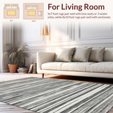 Ultra Soft Area Rug, Non Slip, Stain Resistant, Washable Area Rugs for Living Room, Bedroom, Bold Stripe Rug(Black)