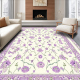 Ultra Soft Area Rug, Non Slip, Stain Resistant, Washable Area Rugs for Living Room, Bedroom, Lush Springtime Blossom Appeal(White)