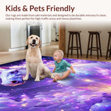 Ultra Soft Area Rug, Non Slip, Stain Resistant, Washable Area Rugs for Living Room, Bedroom, Unique Celestial Playful Pattern(White)