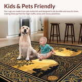 Ultra Soft Area Rug, Non Slip, Stain Resistant, Washable Area Rugs for Living Room, Bedroom, Chic Natural Patterned Appeal(Gold)