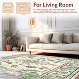 Ultra Soft Area Rug, Non Slip, Stain Resistant, Washable Area Rugs for Living Room, Bedroom, Area Beige Sage Green Vintage Farmhouse Floral(Beige)