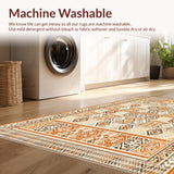 Ultra Soft Area Rug, Non Slip, Stain Resistant, Washable Area Rugs for Living Room, Bedroom, Trendy Minimalist Diamond Textures(Orange)