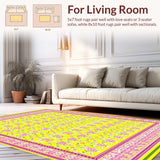 Ultra Soft Area Rug, Non Slip, Stain Resistant, Washable Area Rugs for Living Room, Bedroom, Chic Floral Design Area Grippers Infused with Modern Flair(Yellow)