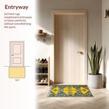 Ultra Soft Area Rug, Non Slip, Stain Resistant, Washable Area Rugs for Living Room, Bedroom, Distressed Low Pile Entryway Carpet for Minimal Living(Yellow)