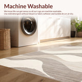 Ultra Soft Area Rug, Non Slip, Stain Resistant, Washable Area Rugs for Living Room, Bedroom, Elegant Modern Abstract Composition(Beige)