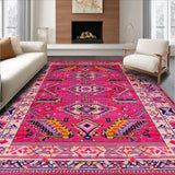 Ultra Soft Area Rug, Non Slip, Stain Resistant, Washable Area Rugs for Living Room, Bedroom, Bold Pastel Floral Theme(Pink)