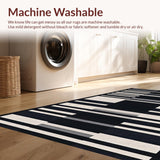 Ultra Soft Area Rug, Non Slip, Stain Resistant, Washable Area Rugs for Living Room, Bedroom, Coastal Black And White Rug: Front Door Striped Welcome Mat(Black)