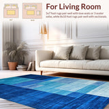 Ultra Soft Area Rug, Non Slip, Stain Resistant, Washable Area Rugs for Living Room, Bedroom, Elegant Modern Linear Artistry(Blue)