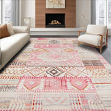 Ultra Soft Area Rug, Non Slip, Stain Resistant, Washable Area Rugs for Living Room, Bedroom, Rustic Checkerboard(Pink)