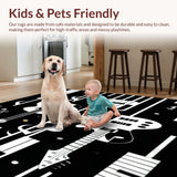Ultra Soft Area Rug, Non Slip, Stain Resistant, Washable Area Rugs for Living Room, Bedroom, Acoustic Guitar and Piano Keys Area Rug for Music Lovers(Black)