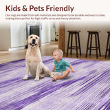 Ultra Soft Area Rug, Non Slip, Stain Resistant, Washable Area Rugs for Living Room, Bedroom, Soft Contemporary Abstract Motif(Purple)