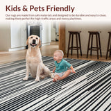 Ultra Soft Area Rug, Non Slip, Stain Resistant, Washable Area Rugs for Living Room, Bedroom, Black White Stripe Floor Rug(Black)