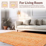 Ultra Soft Area Rug, Non Slip, Stain Resistant, Washable Area Rugs for Living Room, Bedroom, Modern Abstract Colorful Composition(Orange)