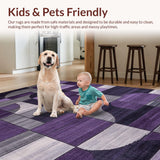Ultra Soft Area Rug, Non Slip, Stain Resistant, Washable Area Rugs for Living Room, Bedroom, Chic Symmetrical Pattern Fusion(Purple)