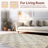 Ultra Soft Area Rug, Non Slip, Stain Resistant, Washable Area Rugs for Living Room, Bedroom, Rustic Earthy Toned Vine Motif(Gray)