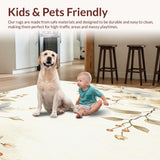 Ultra Soft Area Rug, Non Slip, Stain Resistant, Washable Area Rugs for Living Room, Bedroom, Artistic Floral Beige and Ivory Tones Modern Design(Beige)