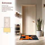 Ultra Soft Area Rug, Non Slip, Stain Resistant, Washable Area Rugs for Living Room, Bedroom, Stylish Round Athletic Theme(Orange)