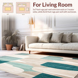 Artistic Beige & Teal Color Symphony Modern Design(Beige)