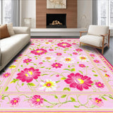 Ultra Soft Area Rug, Non Slip, Stain Resistant, Washable Area Rugs for Living Room, Bedroom, Delicate Flower Arrangement Style(Pink)