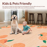Ultra Soft Area Rug, Non Slip, Stain Resistant, Washable Area Rugs for Living Room, Bedroom, Joyful Summery Floral Arrangement(Orange)