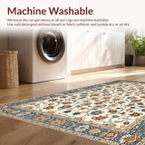 Ultra Soft Area Rug, Non Slip, Stain Resistant, Washable Area Rugs for Living Room, Bedroom, Artistic Abstract Floral Expression(White)