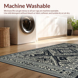 Ultra Soft Area Rug, Non Slip, Stain Resistant, Washable Area Rugs for Living Room, Bedroom, Chic Distressed Floral Composition(Black)