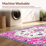 Ultra Soft Area Rug, Non Slip, Stain Resistant, Washable Area Rugs for Living Room, Bedroom, Feminine Elegant Blooming Vibes(White)