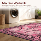 Ultra Soft Area Rug, Non Slip, Stain Resistant, Washable Area Rugs for Living Room, Bedroom, Rustic Pink Cowgirl Boots Motif(Pink)