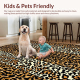Ultra Soft Area Rug, Non Slip, Stain Resistant, Washable Area Rugs for Living Room, Bedroom, Bold Safari Inspired Decor(Brown)
