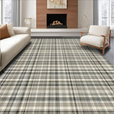 Ultra Soft Area Rug, Non Slip, Stain Resistant, Washable Area Rugs for Living Room, Bedroom, Rustic Earthy Plaid Aesthetic(Beige)