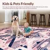 Ultra Soft Area Rug, Non Slip, Stain Resistant, Washable Area Rugs for Living Room, Bedroom, Chic Geometric Blush and Navy(Pink)