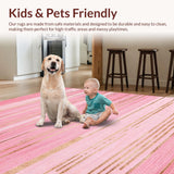 Ultra Soft Area Rug, Non Slip, Stain Resistant, Washable Area Rugs for Living Room, Bedroom, Luxurious Velvet Textured Minimalist Design(Pink)