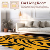 Ultra Soft Area Rug, Non Slip, Stain Resistant, Washable Area Rugs for Living Room, Bedroom, Bold Tiger Print Living Room Decorative Rug(Black)