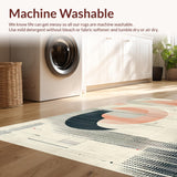Ultra Soft Area Rug, Non Slip, Stain Resistant, Washable Area Rugs for Living Room, Bedroom, Minimalist Peach Bloom Geometric Abstract Contemporary Art Rug(Gray)