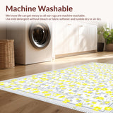 Ultra Soft Area Rug, Non Slip, Stain Resistant, Washable Area Rugs for Living Room, Bedroom, Elegant White Floral Harmony(Yellow)