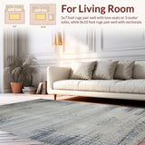 Ultra Soft Area Rug, Non Slip, Stain Resistant, Washable Area Rugs for Living Room, Bedroom, Abstract Slate Geometric Fusion(Gray)